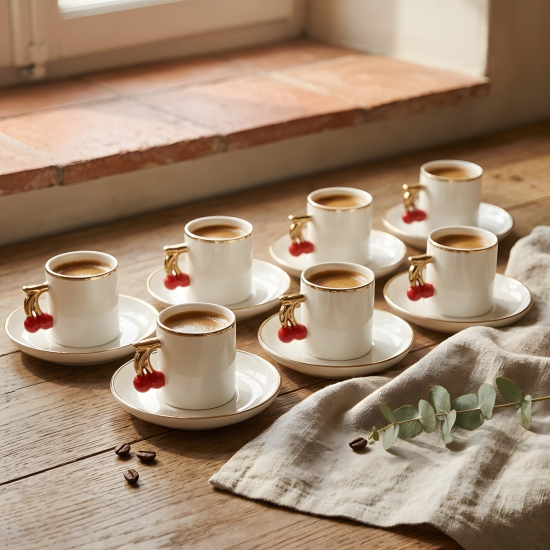 Coffee Cup and Saucer Set - 12 Pcs
